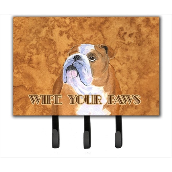 Carolines Treasures 6 x 9 in. Bulldog English Wipe Your Paws Leash or Key Holder SS4893TH68 - main